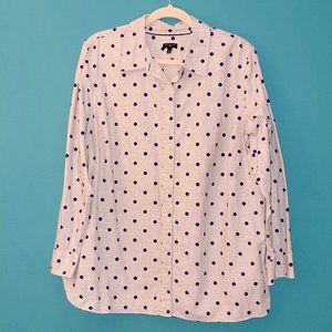 Talbots Polka Dot Button Down Shirt 2XL